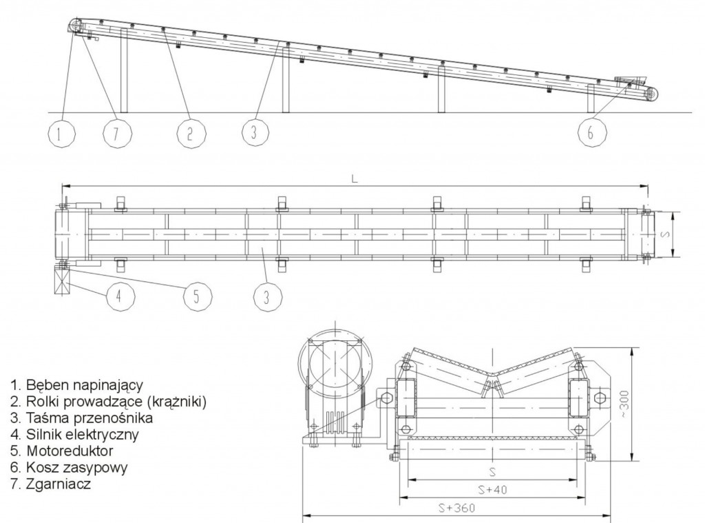 MONTECH belt conveyor - technical drawing